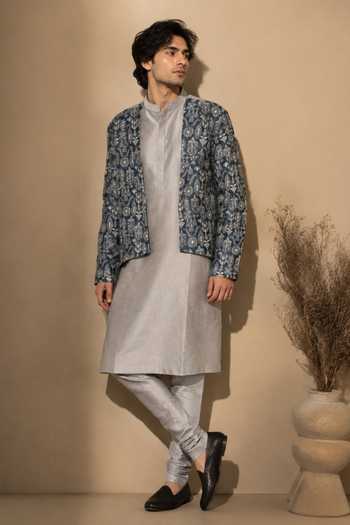 Mayank Modi - Men Silk Chanderi Kurta Set 