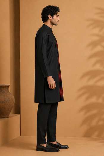Buy Mayank Modi - Men Black Silk, Cotton Kurta Set Online at Aza Fashions Buy_Mayank Modi - Men_Black Silk, Cotton Kurta Set _Online_at_Aza_Fashions