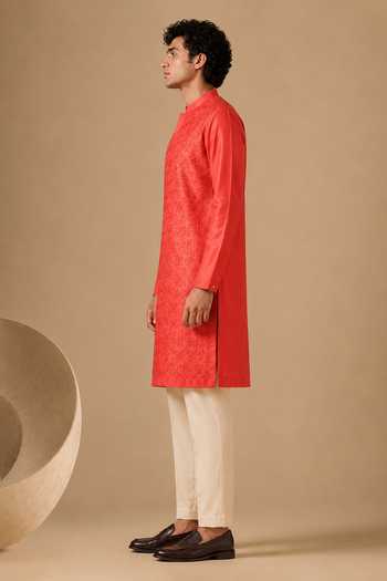 Buy Mayank Modi - Men Coral Chanderi Red Kurta Set Online at Aza Fashions Buy_Mayank Modi - Men_Coral Chanderi Red Kurta Set _Online_at_Aza_Fashions