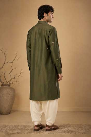Mayank Modi - Men Embroidered Dragonfly Kurta & Salwar Set 