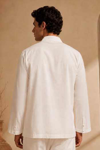 Mayank Modi - Men White Malai Cotton Short Kurta
