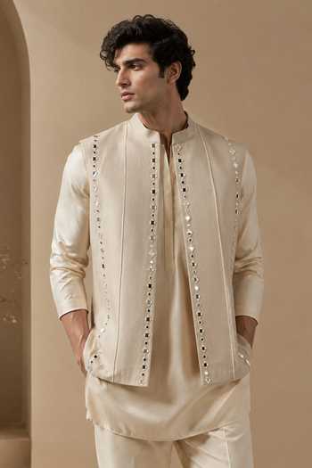 Mayank Modi - Men Mirror Work Nehru Jacket
