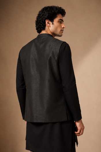 Mayank Modi - Men Bemberg Silk Short Nehru Jacket