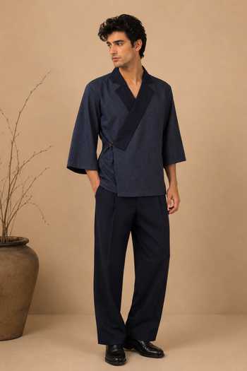 Mayank Modi - Men Chanderi Silk Shirt & Pant Set 