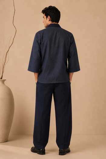 Mayank Modi - Men Chanderi Silk Shirt & Pant Set 