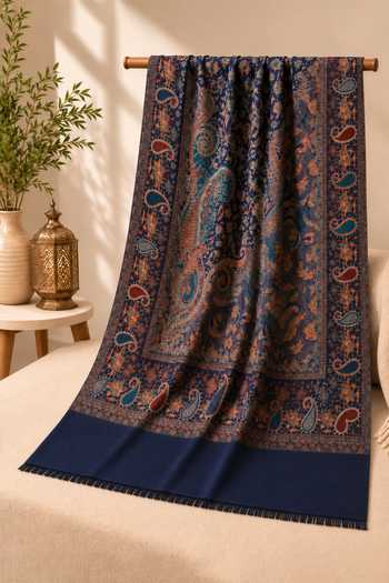 Dusala_Multi Color Ember Muse Paisley Shawl Set _at_Aza_Fashions