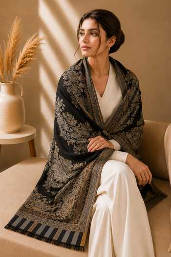 Buy Dusala Black Zari Ritual Keepsake Candle And Shawl Gift Box Set Online at Aza Fashions Buy_Dusala_Black Zari Ritual Keepsake Candle And Shawl Gift Box Set _Online_at_Aza_Fashions