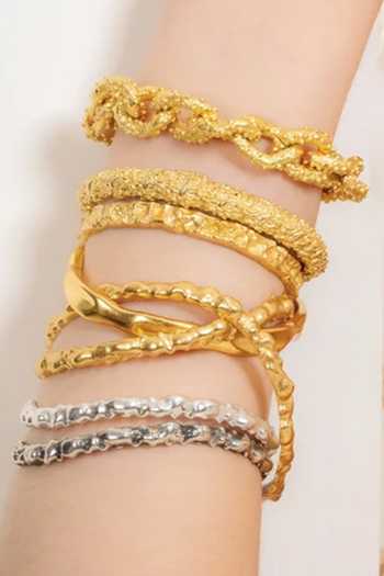 Arvino_Silver Plated Rocky Outmodeled Bangle - Single Pc _Online_at_Aza_Fashions