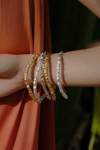 Buy_Arvino_Gold Plated Rocky Outmodeled Bangle - Single Pc _Online_at_Aza_Fashions