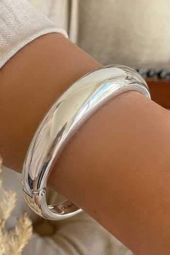 Arvino Polished Silver Openable Bangle - Single Pc 