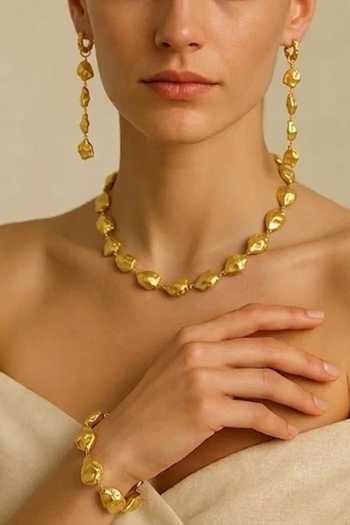 Arvino Gold Plated Asymmetrical Nugget Bracelet Online at Aza Fashions Arvino_Gold Plated Asymmetrical Nugget Bracelet _Online_at_Aza_Fashions