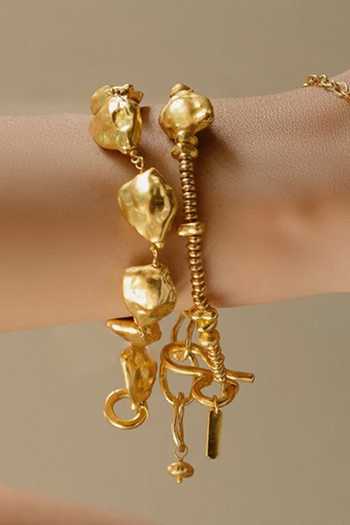 Buy Arvino Gold Plated Asymmetrical Nugget Bracelet Online at Aza Fashions Buy_Arvino_Gold Plated Asymmetrical Nugget Bracelet _Online_at_Aza_Fashions