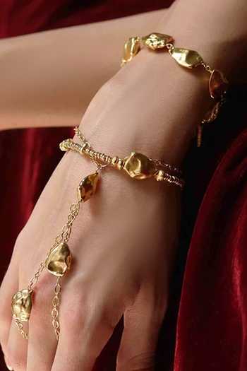 Shop Arvino Gold Plated Asymmetrical Nugget Bracelet Online at Aza Fashions Shop_Arvino_Gold Plated Asymmetrical Nugget Bracelet _Online_at_Aza_Fashions