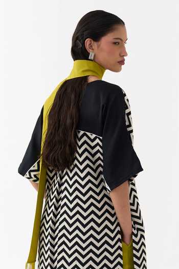 Buy Three Black Cotton, Twill, Crepe Fringe V-neck Chevron Kaftan And Pant Set Online at Aza Fashions Buy_Three_Black Cotton, Twill, Crepe Fringe V-neck Chevron Kaftan And Pant Set _Online_at_Aza_Fashions