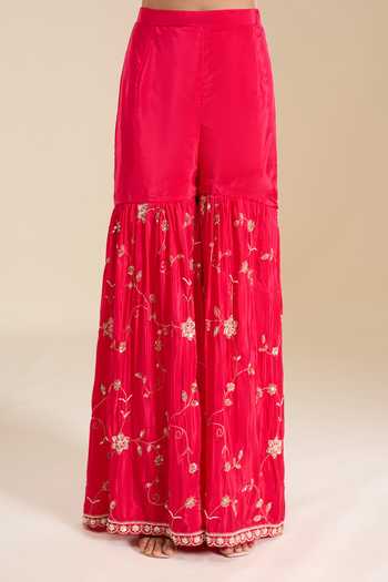 Aariyana Couture Pink Crepe Round Neck Embroidered Kurta Set Online at Aza Fashions Aariyana Couture_Pink Crepe Round Neck Embroidered Kurta Set _Online_at_Aza_Fashions