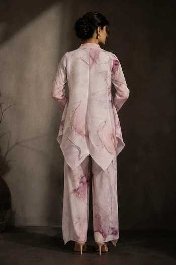 Crimp Pleated Printed Kurta & Pant Set 
