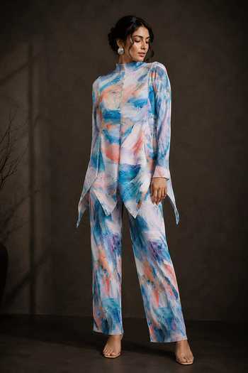 Crimp Abstract Print Top & Pant Set 