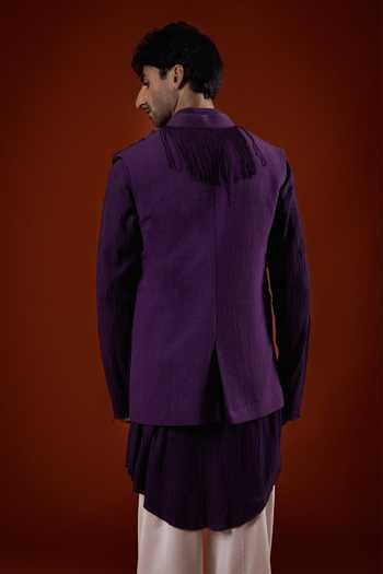 Sanchit Sharma Deep Purple Textured Kurta Set 