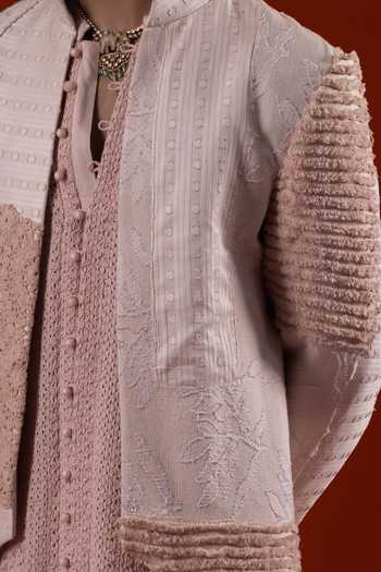 Buy Sanchit Sharma Pink Cotton Textured Layered Jacket And Kurta Set Online at Aza Fashions Buy_Sanchit Sharma_Pink Cotton Textured Layered Jacket And Kurta Set _Online_at_Aza_Fashions