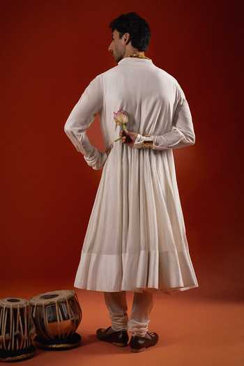 Sanchit Sharma Ivory Angrakha Anarkali Set 