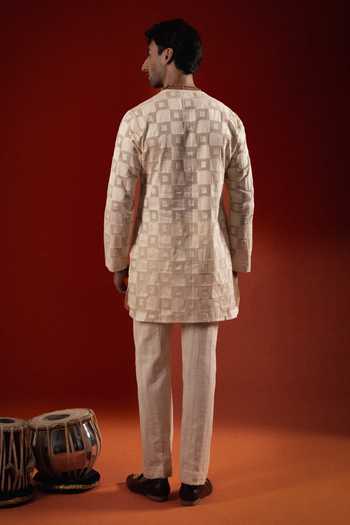 Sanchit Sharma Beige Geometric Kurta Set 