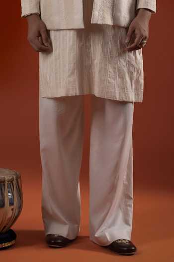 Sanchit Sharma Ivory Silk Textured Kurta And Jacket Set Online at Aza Fashions Sanchit Sharma_Ivory Silk Textured Kurta And Jacket Set _Online_at_Aza_Fashions