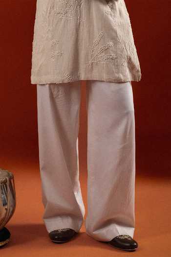 Sanchit Sharma Ivory Cotton Embroidered Kurta Set Online at Aza Fashions Sanchit Sharma_Ivory Cotton Embroidered Kurta Set _Online_at_Aza_Fashions