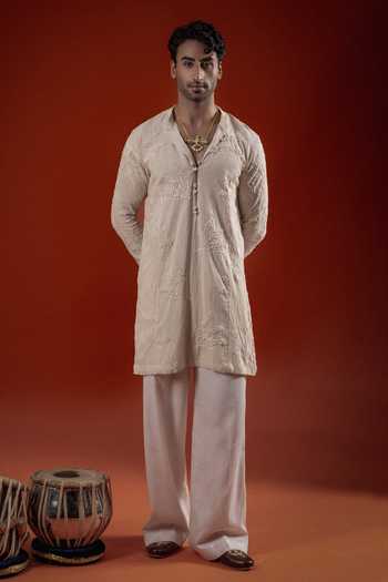 Sanchit Sharma Ivory Embroidered Kurta Set 