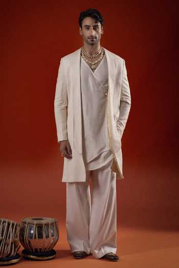 Sanchit Sharma Embroidered Longline Jacket & Kurta Set 