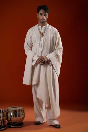 Sanchit Sharma Ivory Textured Pattern Kurta Set 