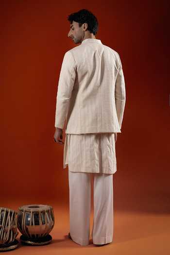 Sanchit Sharma Ivory Layered Kurta & Jacket Set 