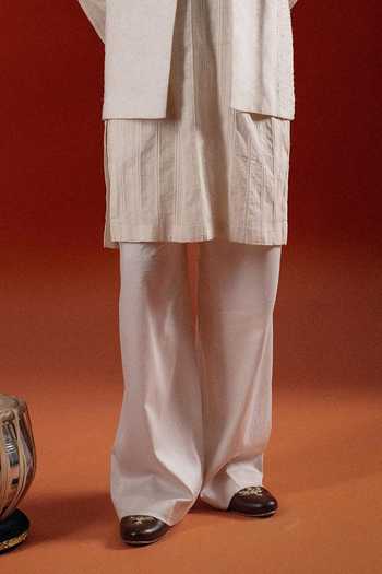 Sanchit Sharma Ivory Silk, Cotton Embroidery Layered Bundi And Kurta Set Online at Aza Fashions Sanchit Sharma_Ivory Silk, Cotton Embroidery Layered Bundi And Kurta Set _Online_at_Aza_Fashions