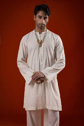 Buy Sanchit Sharma Ivory Silk, Cotton Textured Kurta Set Online at Aza Fashions Buy_Sanchit Sharma_Ivory Silk, Cotton Textured Kurta Set _Online_at_Aza_Fashions