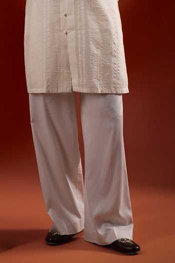 Sanchit Sharma Ivory Silk, Cotton Jacquard Kurta Set Online at Aza Fashions Sanchit Sharma_Ivory Silk, Cotton Jacquard Kurta Set _Online_at_Aza_Fashions