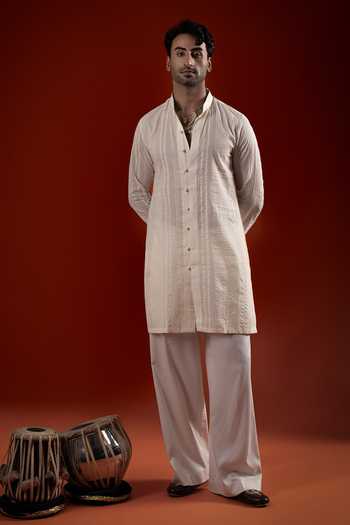 Sanchit Sharma Ivory Jacquard Kurta Set 