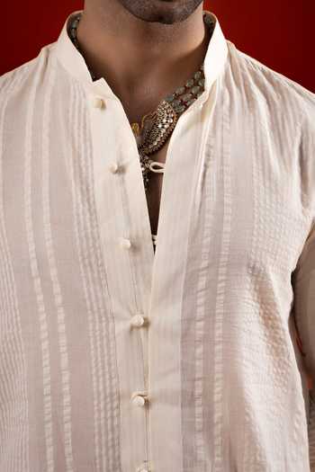 Buy Sanchit Sharma Ivory Silk, Cotton Jacquard Kurta Set Online at Aza Fashions Buy_Sanchit Sharma_Ivory Silk, Cotton Jacquard Kurta Set _Online_at_Aza_Fashions
