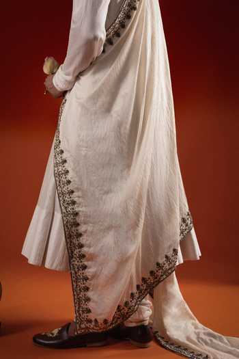 Sanchit Sharma Ivory Embroidered Dupatta Online at Aza Fashions Sanchit Sharma_Ivory Embroidered Dupatta _Online_at_Aza_Fashions
