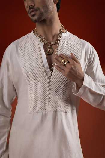 Sanchit Sharma Textured Bib Kurta & Pant Set 