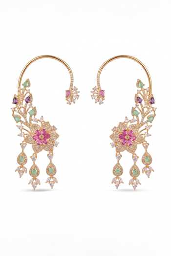 Shop Mnsh Gold Plated Gulbagh Imitation Diamond Ear Cuff - Single Pc at Aza Fashions Shop_Mnsh_Gold Plated Gulbagh Imitation Diamond Ear Cuff - Single Pc _at_Aza_Fashions