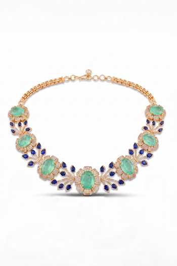 Buy Mnsh Blue Bageecha Imitation Diamond Choker Set Online at Aza Fashions Buy_Mnsh_Blue Bageecha Imitation Diamond Choker Set _Online_at_Aza_Fashions