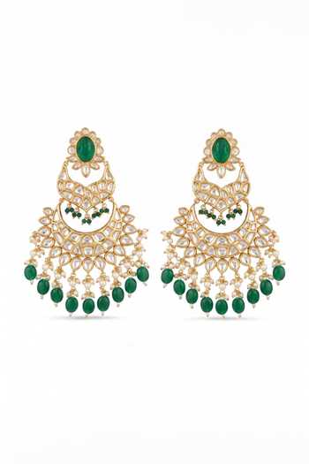 Mnsh Polki Embellished Chandbali Earrings