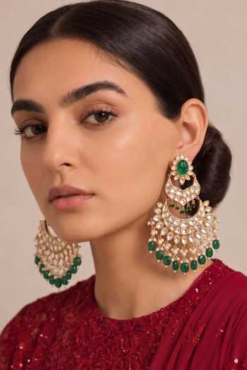 Mnsh Polki Embellished Chandbali Earrings