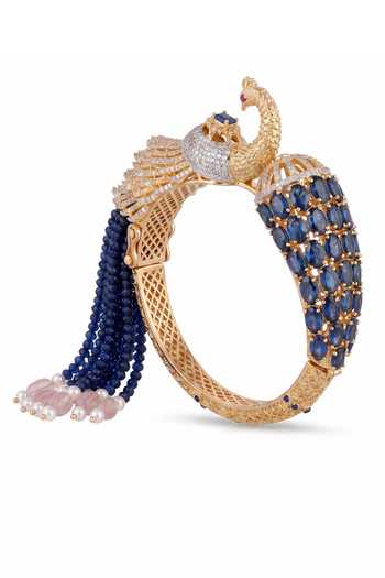 Mnsh Blue Cubic Zirconia Embellished Bangle - Single Pc Online at Aza Fashions Mnsh_Blue Cubic Zirconia Embellished Bangle - Single Pc _Online_at_Aza_Fashions