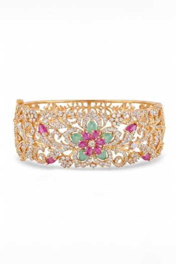 Mnsh_Pink Gulbagh Multicolour Statement Bangle - Single Pc _Online_at_Aza_Fashions