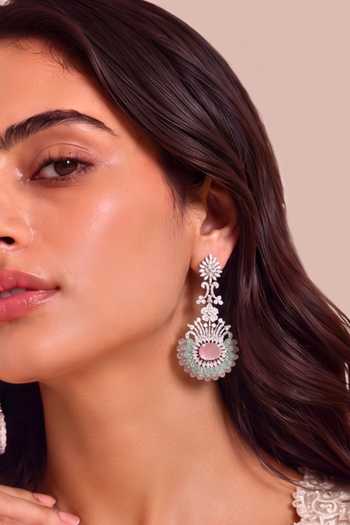 Buy Mnsh Silver Plated Royal Bloom Pink And Mint Green Earrings Online at Aza Fashions Buy_Mnsh_Silver Plated Royal Bloom Pink And Mint Green Earrings _Online_at_Aza_Fashions