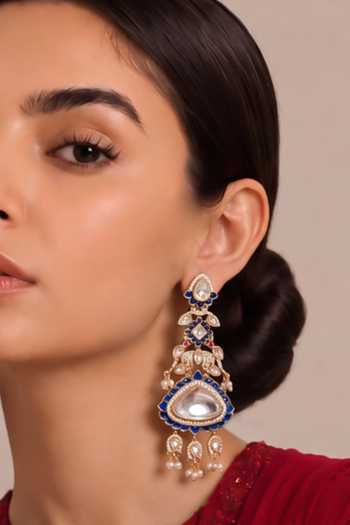 Buy Mnsh Gold Plated Noor Sapphire Polki Drop Earrings Online at Aza Fashions Buy_Mnsh_Gold Plated Noor Sapphire Polki Drop Earrings _Online_at_Aza_Fashions