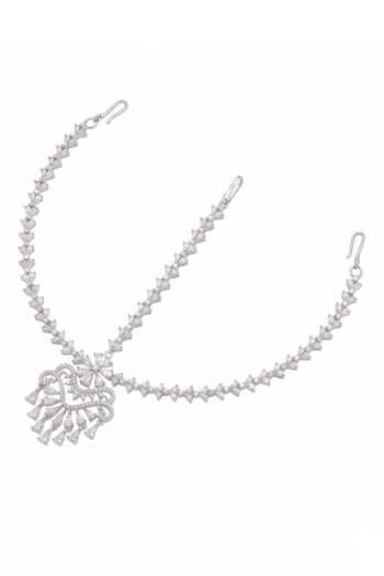 Mnsh Silver Plated Crystals Shiny Mathapatti Online at Aza Fashions Mnsh_Silver Plated Crystals Shiny Mathapatti _Online_at_Aza_Fashions