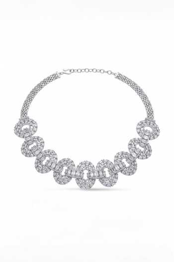 Mnsh Silver Plated Infinite Imitation Diamond Oval Choker Set Online at Aza Fashions Mnsh_Silver Plated Infinite Imitation Diamond Oval Choker Set _Online_at_Aza_Fashions