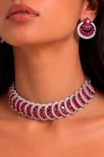 Shop_Mnsh_Red Ruby Glow Choker Set _Online_at_Aza_Fashions