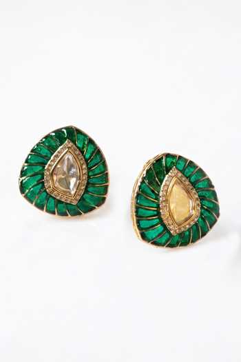 Mnsh Noor Petal Polki Stud Earrings 